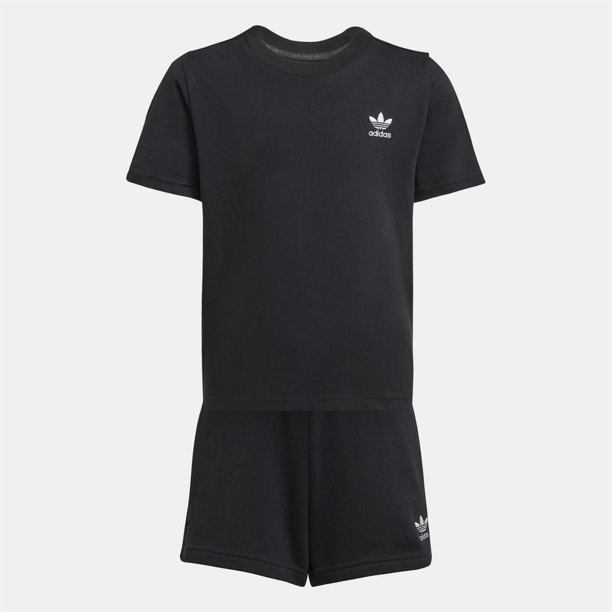 Black T-shirt and shorts set, chest logo and matching short bottoms