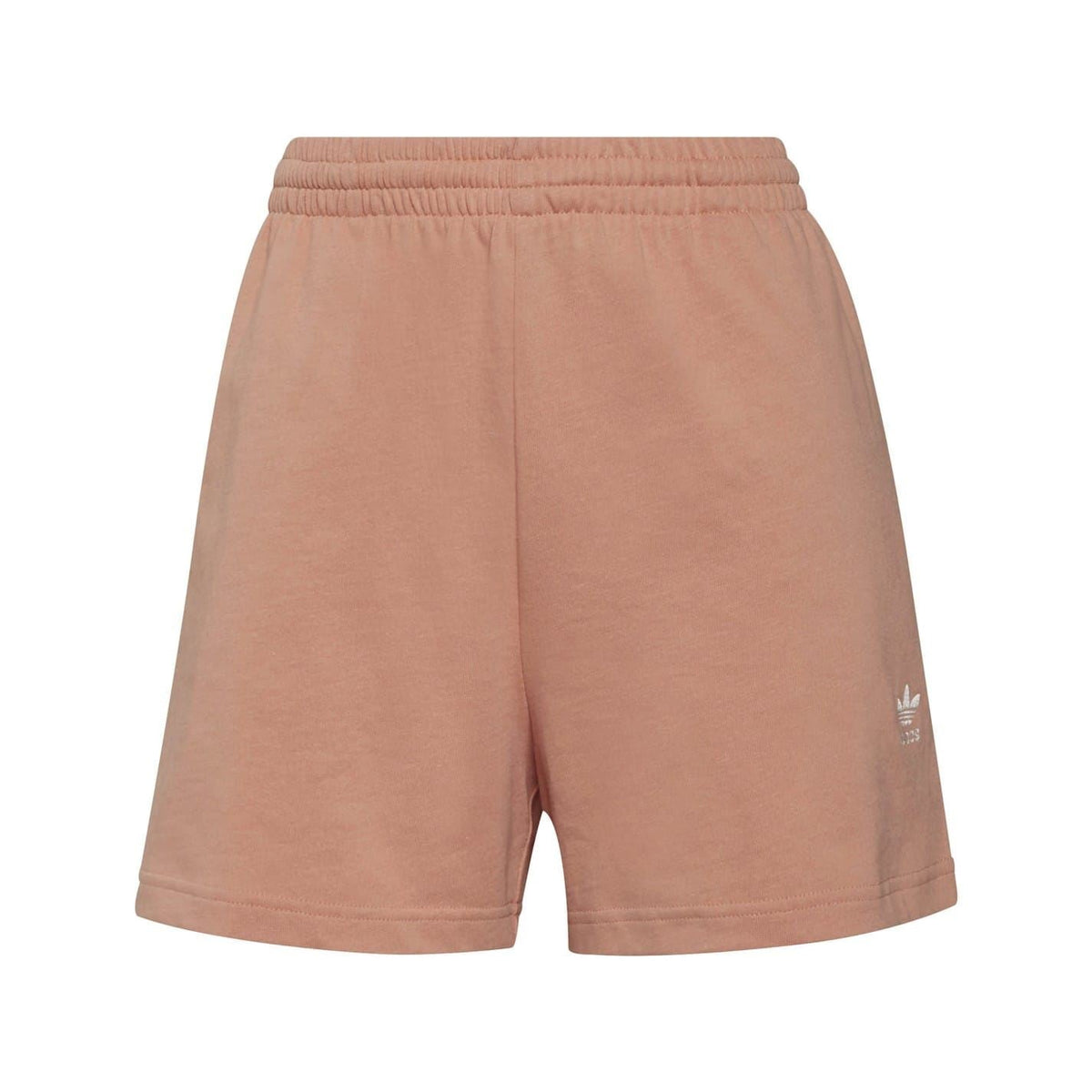 Pink adidas Originals sweat shorts with elastic waistband and small logo detail.