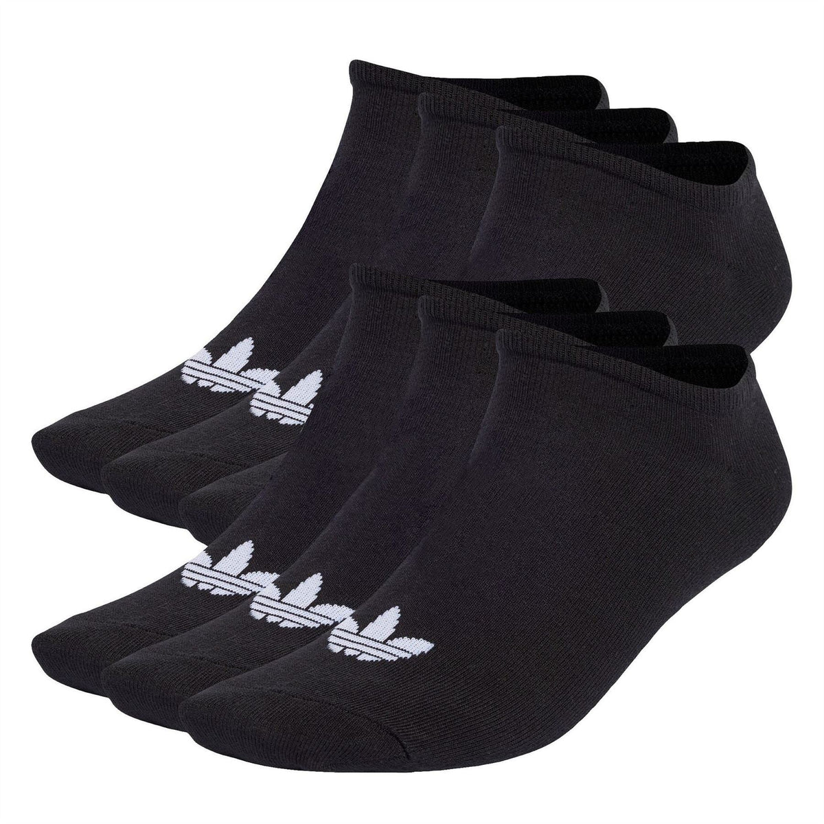 Black adidas Originals Trefoil liner ankle socks, 6-pack with white logo stripes