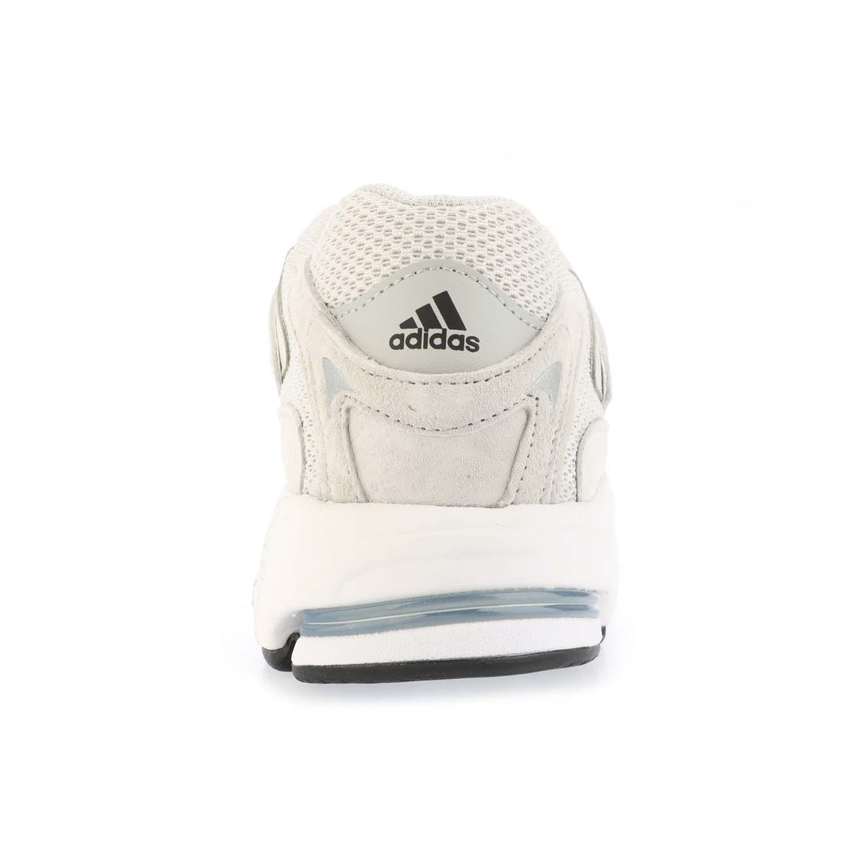adidas Originals trainers, off-white heel with adidas logo and light blue midsole edge