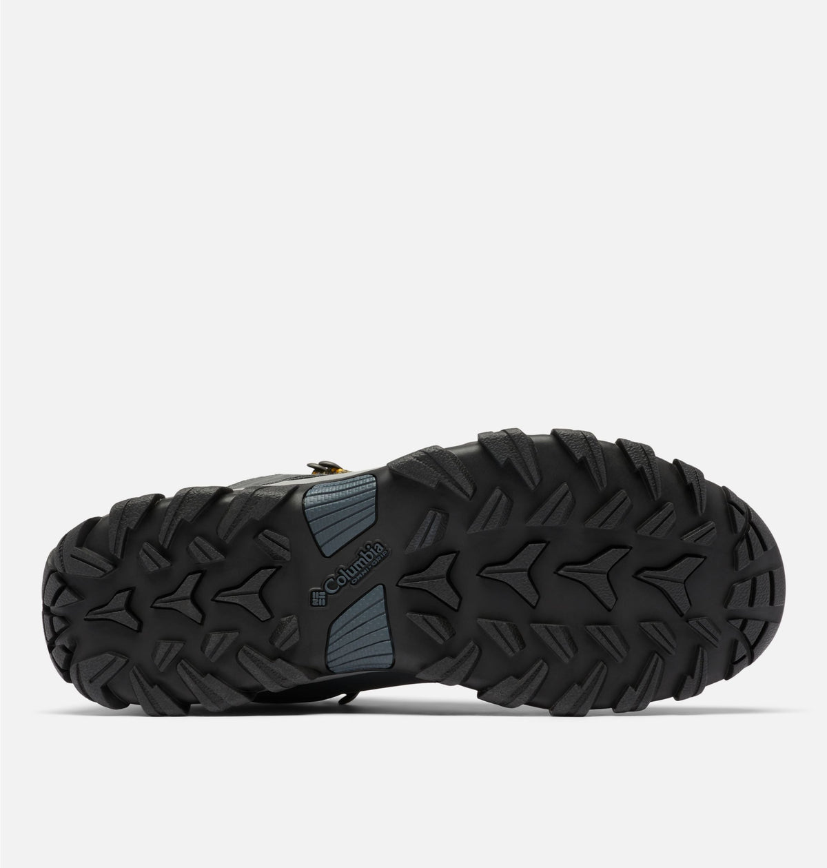 Rugged black tread outsole with star-and-lug traction pattern