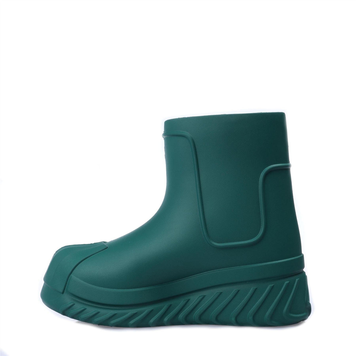 adidas green mid-calf boots with ridged platform sole and side logo