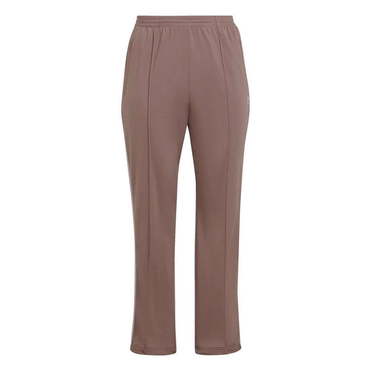 Burgundy straight-leg pants with elastic waistband and regular fit