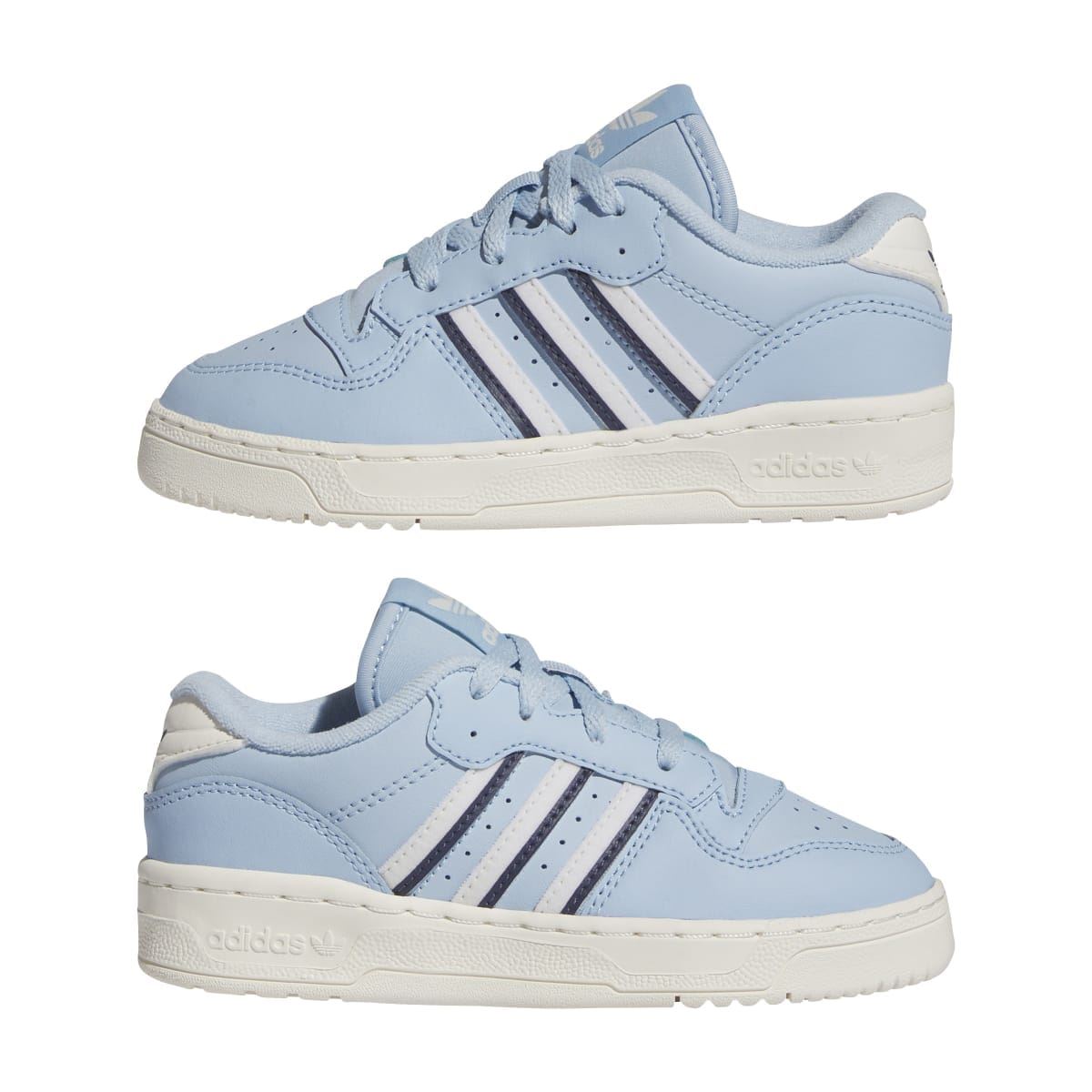 Kids' light blue low-top trainers, two-shoe set with navy three stripes