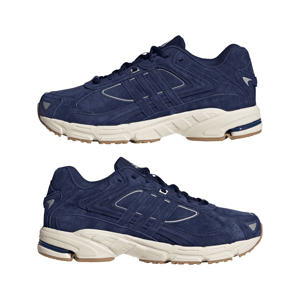 Pair of navy adidas Response CL sneakers with lace-up fronts and white midsoles