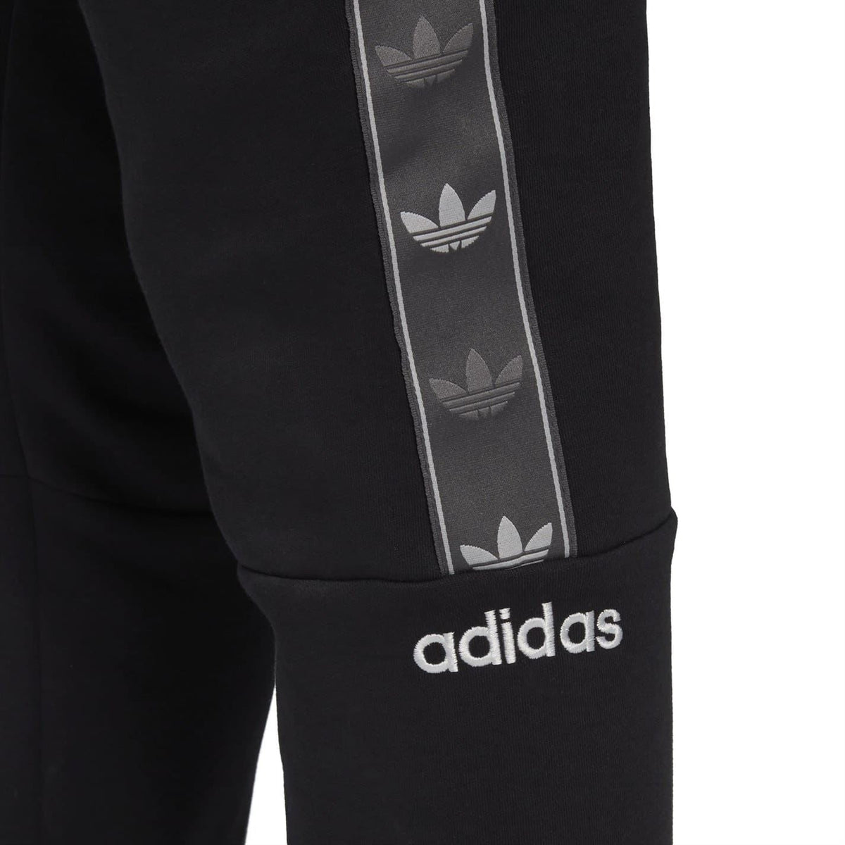 Black adidas Originals jogger cuff with adidas wordmark and vertical side tape