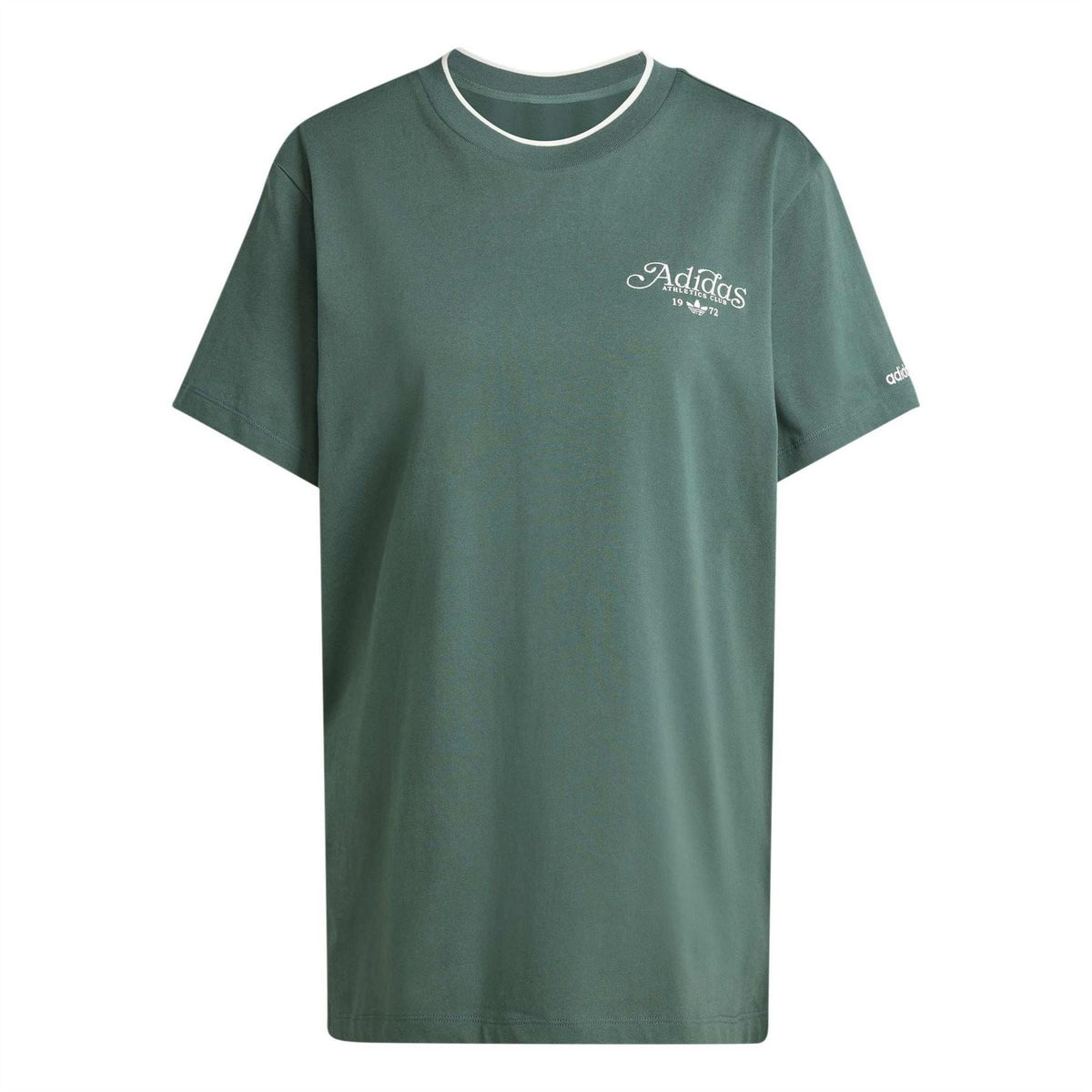 Mineral green adidas crew neck jersey T-shirt with short sleeves and small wordmark logo