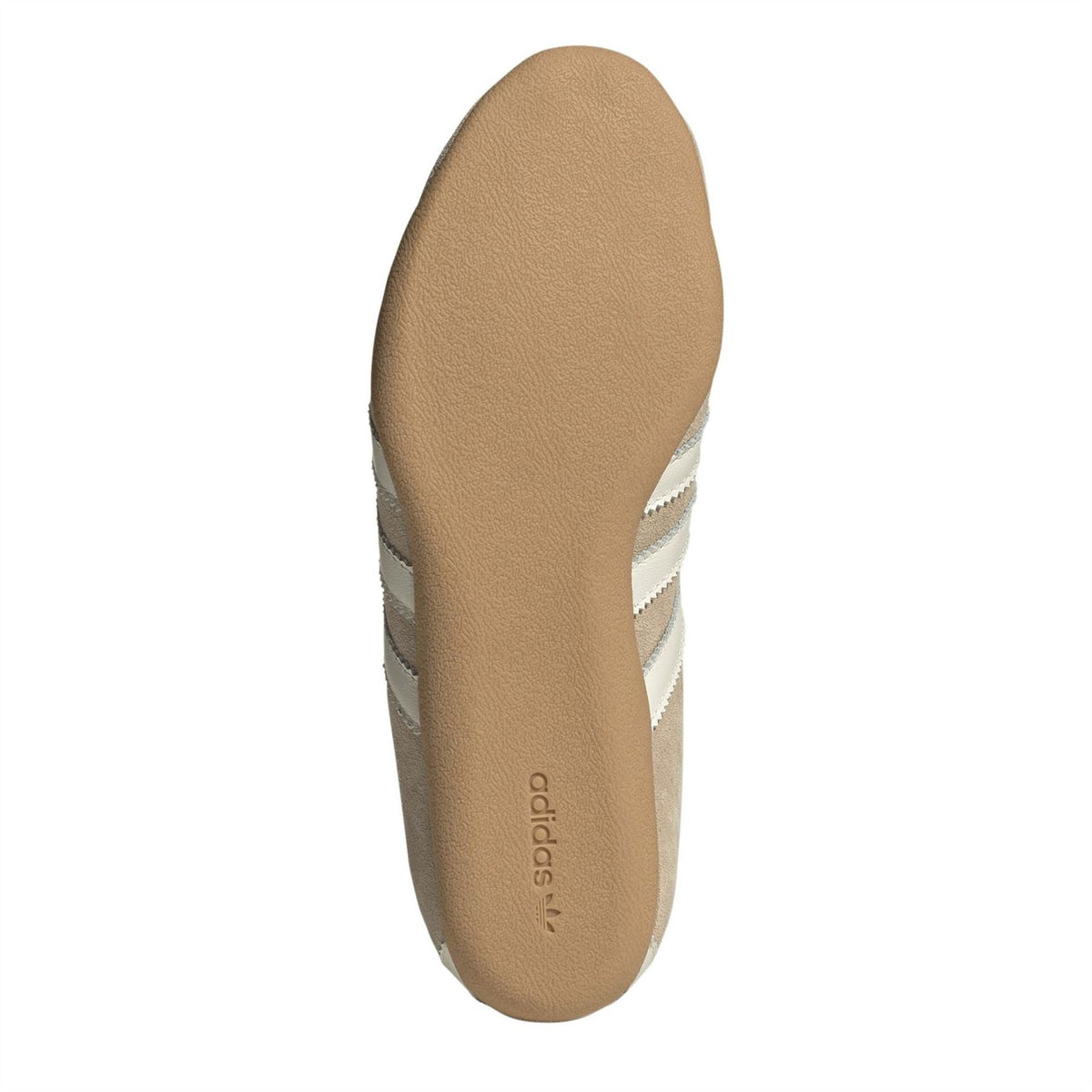 Stone khaki insole lining with adidas text for lace-up low top sneakers