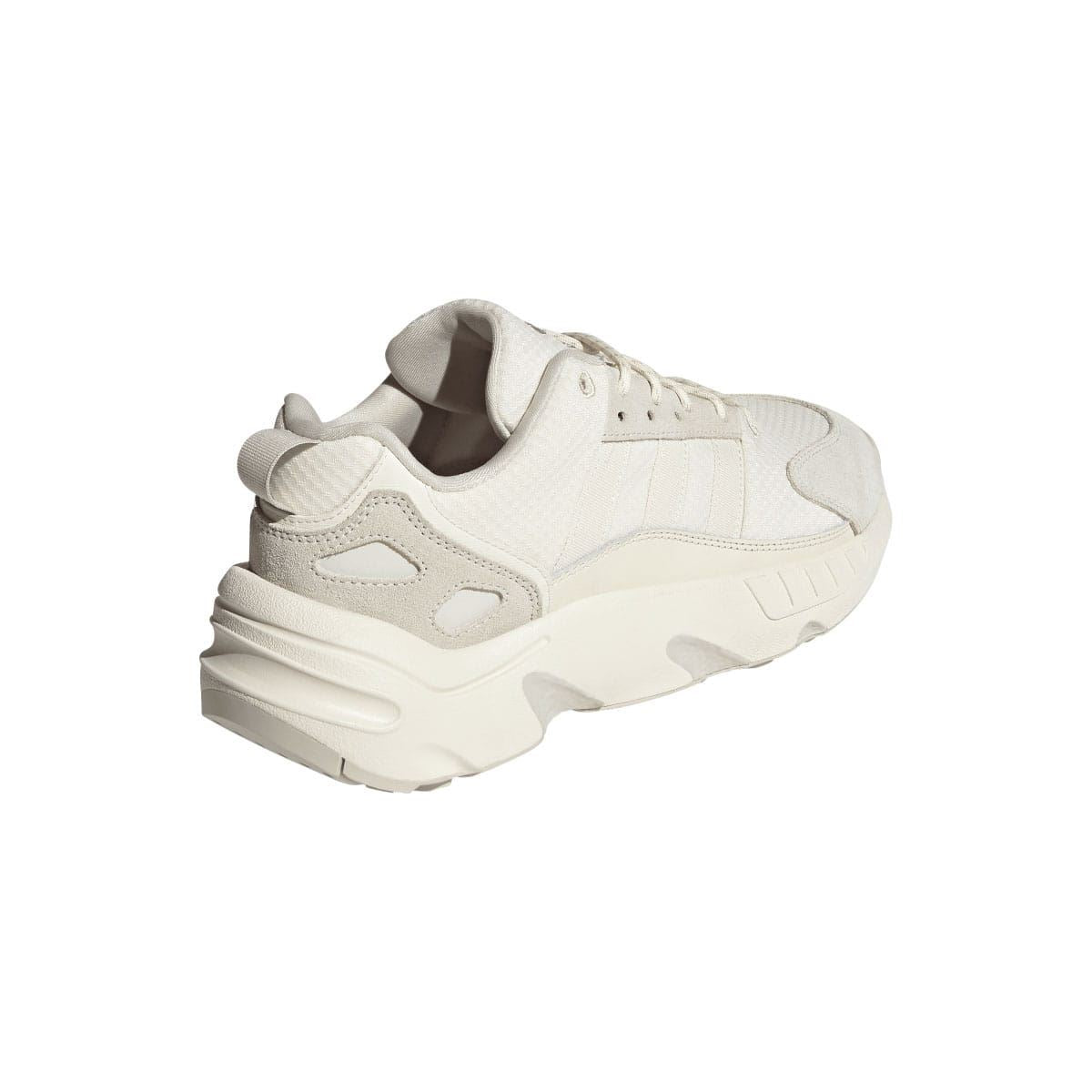 Cream adidas ZX 22 Boost trainers, heel and back view with supportive padded collar