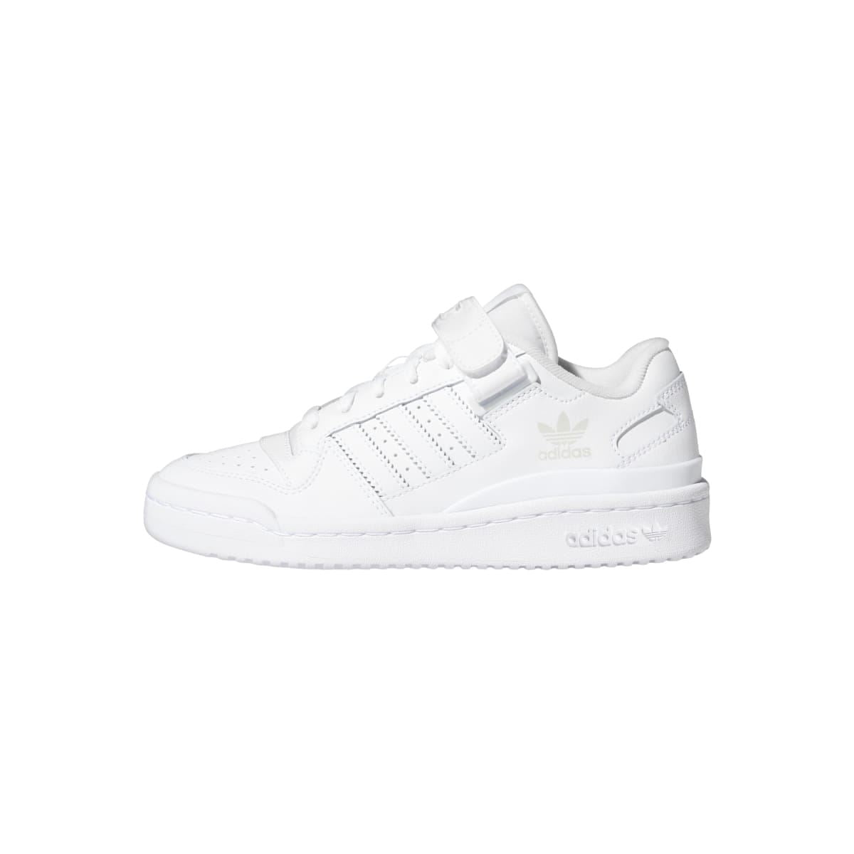 adidas Juniors white low-top trainers, lace-up with three stripe side panels