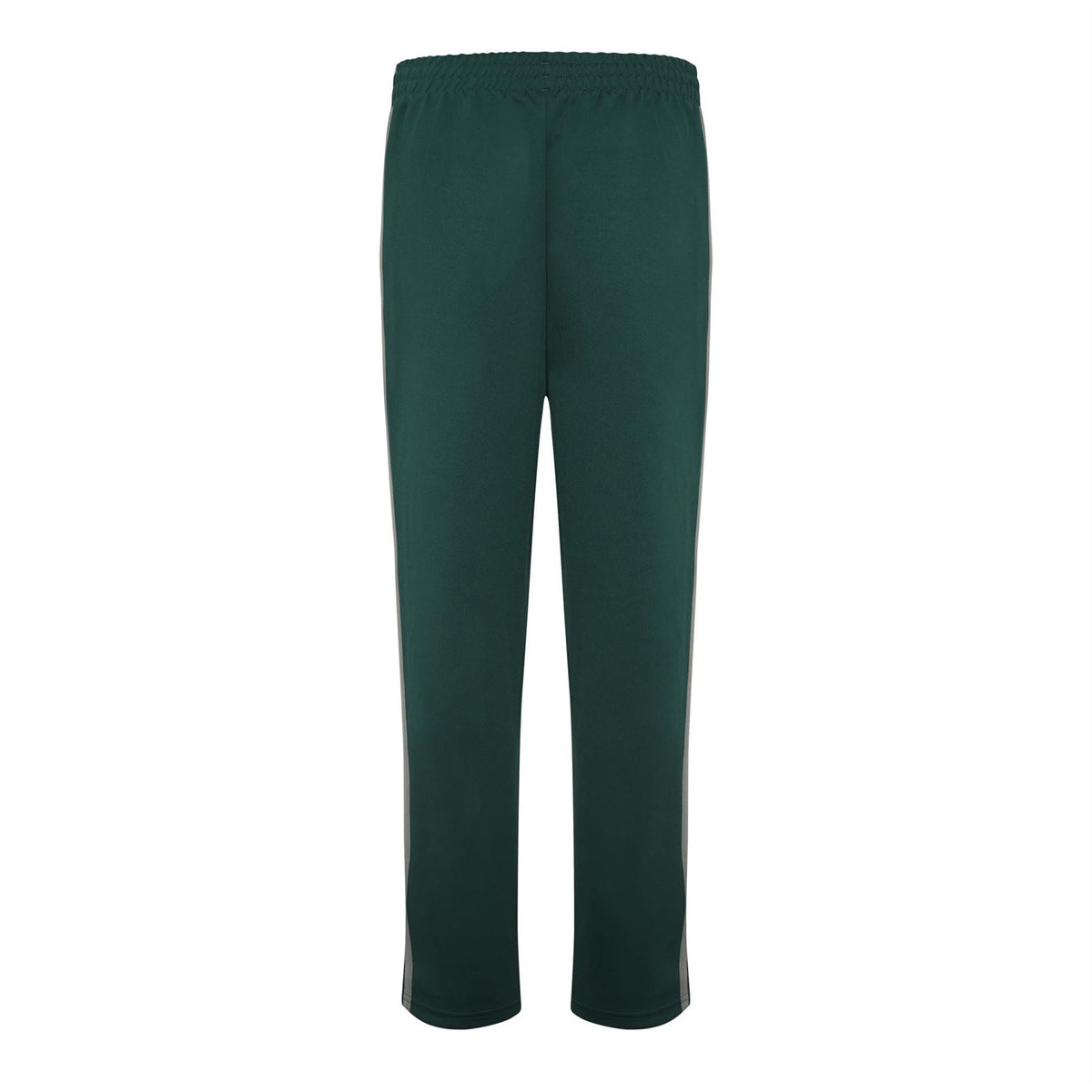 Green track pants with elastic waistband and regular straight-leg cut
