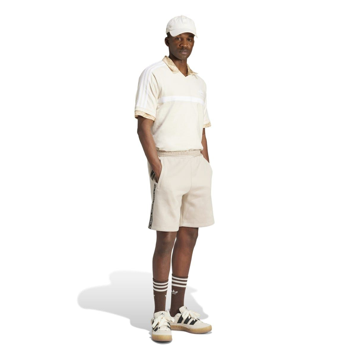 Off-white adidas Originals panel T-shirt worn with matching shorts