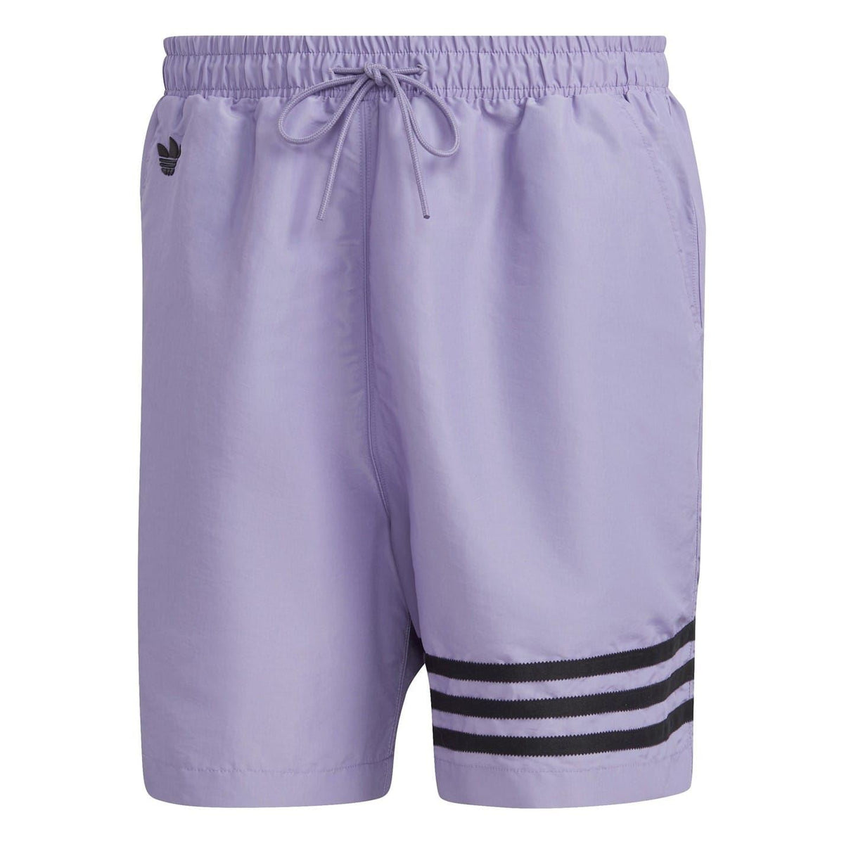 adidas Originals regular fit athletic shorts in light purple, drawstring and striped hem