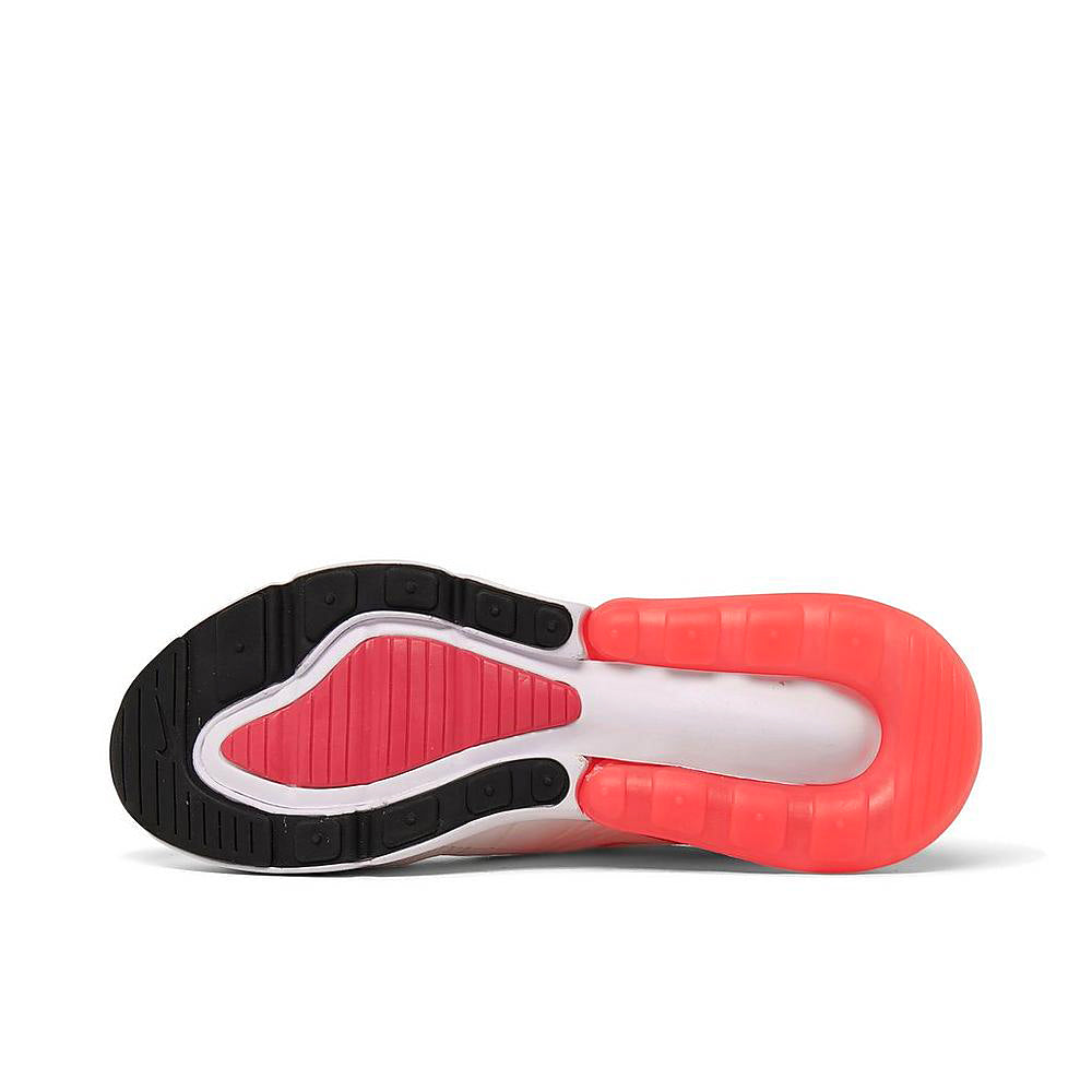 Women's Nike Air Max 270 rubber outsole, black tread with hot pink underfoot section.