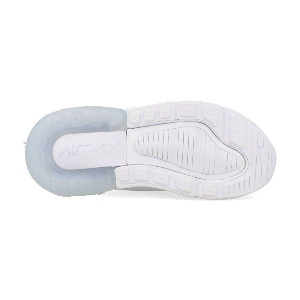 Kids Nike Air Max 270 sneakers, white outsole with tread and exposed air unit