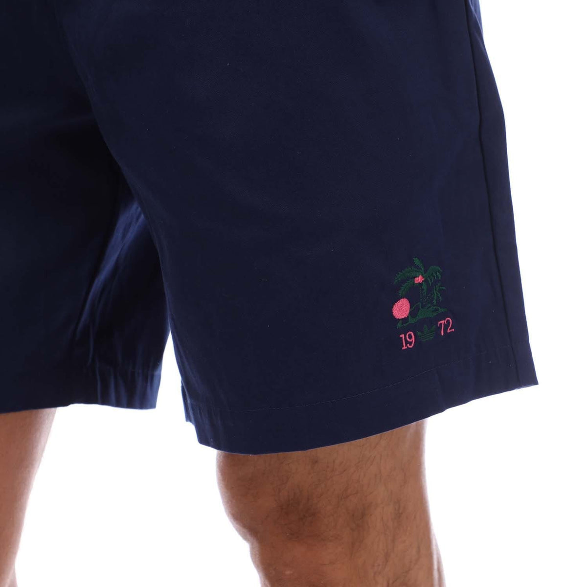 adidas Originals groundskeeper shorts, dark blue, embroidered fruit-number patch