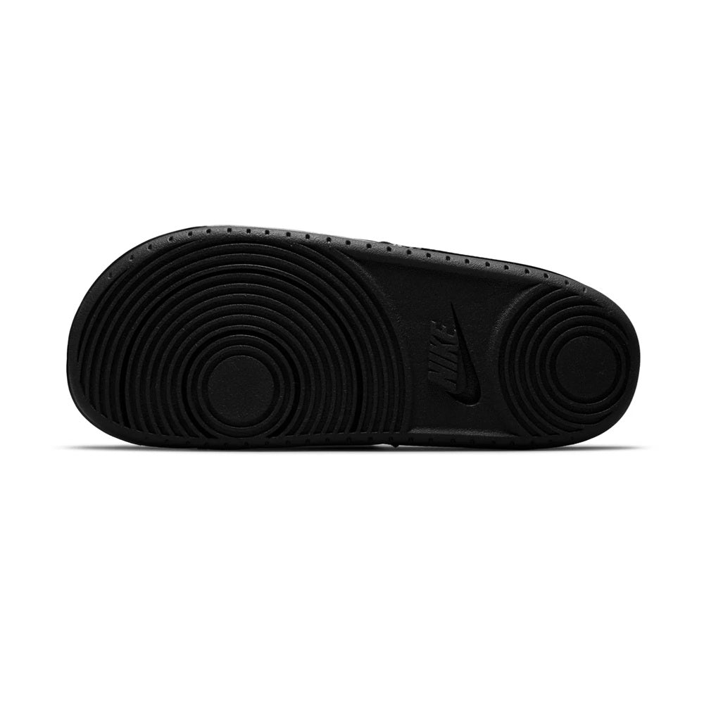Nike Offcourt slide sandals outsole, textured black tread with NIKE mark