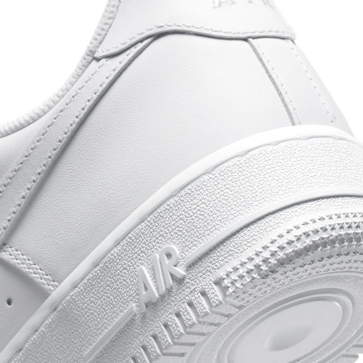 White Air Force 1 midsole with 'AIR' logo and textured side panel detail