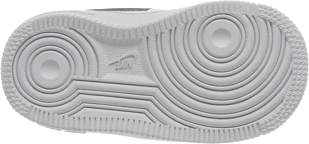 Toddler Nike Air Force 1 outsole, gray rubber traction with circular tread patterns