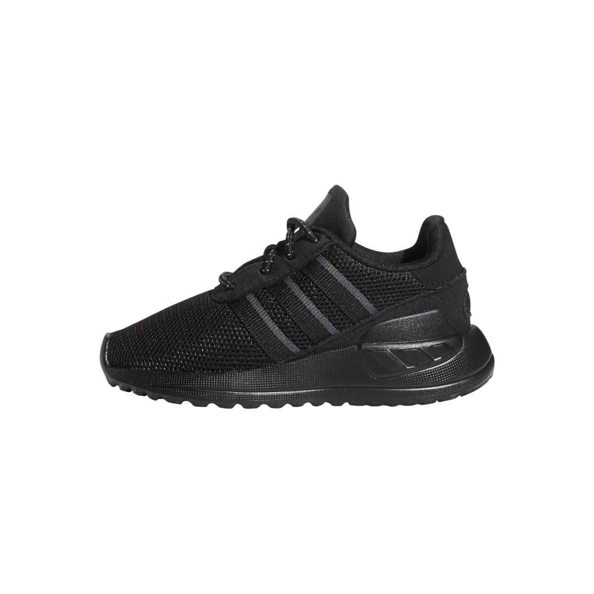 adidas Originals infant LA Trainer Lite black mesh lace-up sneakers with grey stripes