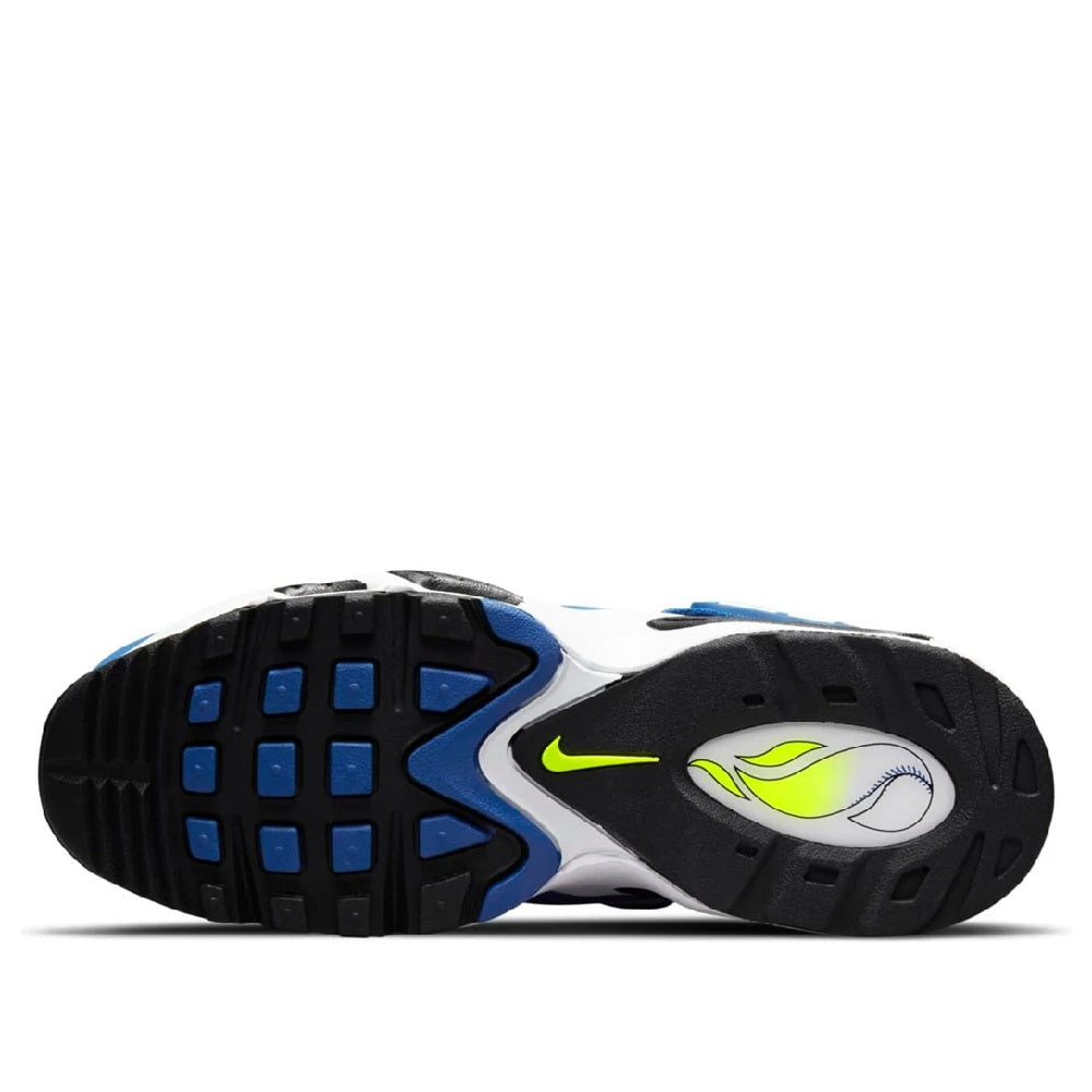 Men's Nike Air Griffey Max 1 sneakers, outsole view with blue and black traction
