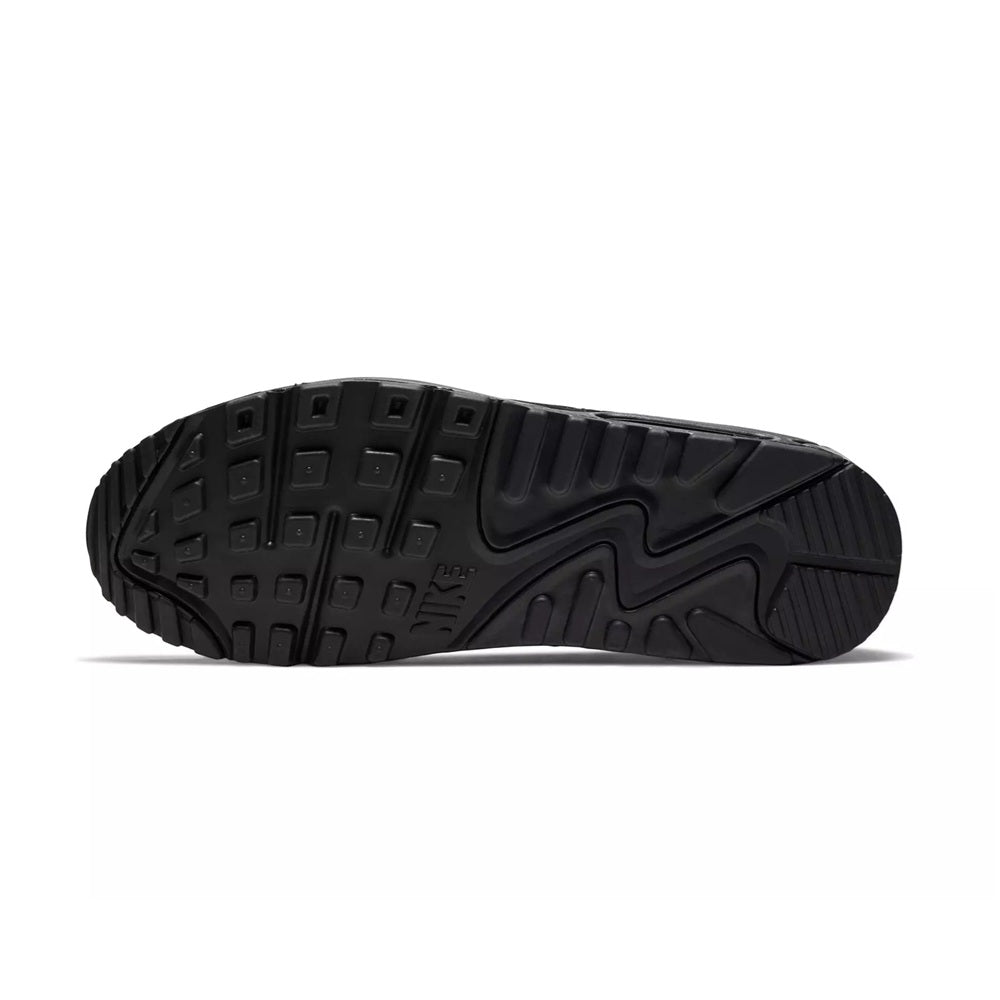 Men's Nike Air Max 90 sneaker outsole with deep rubber tread, black