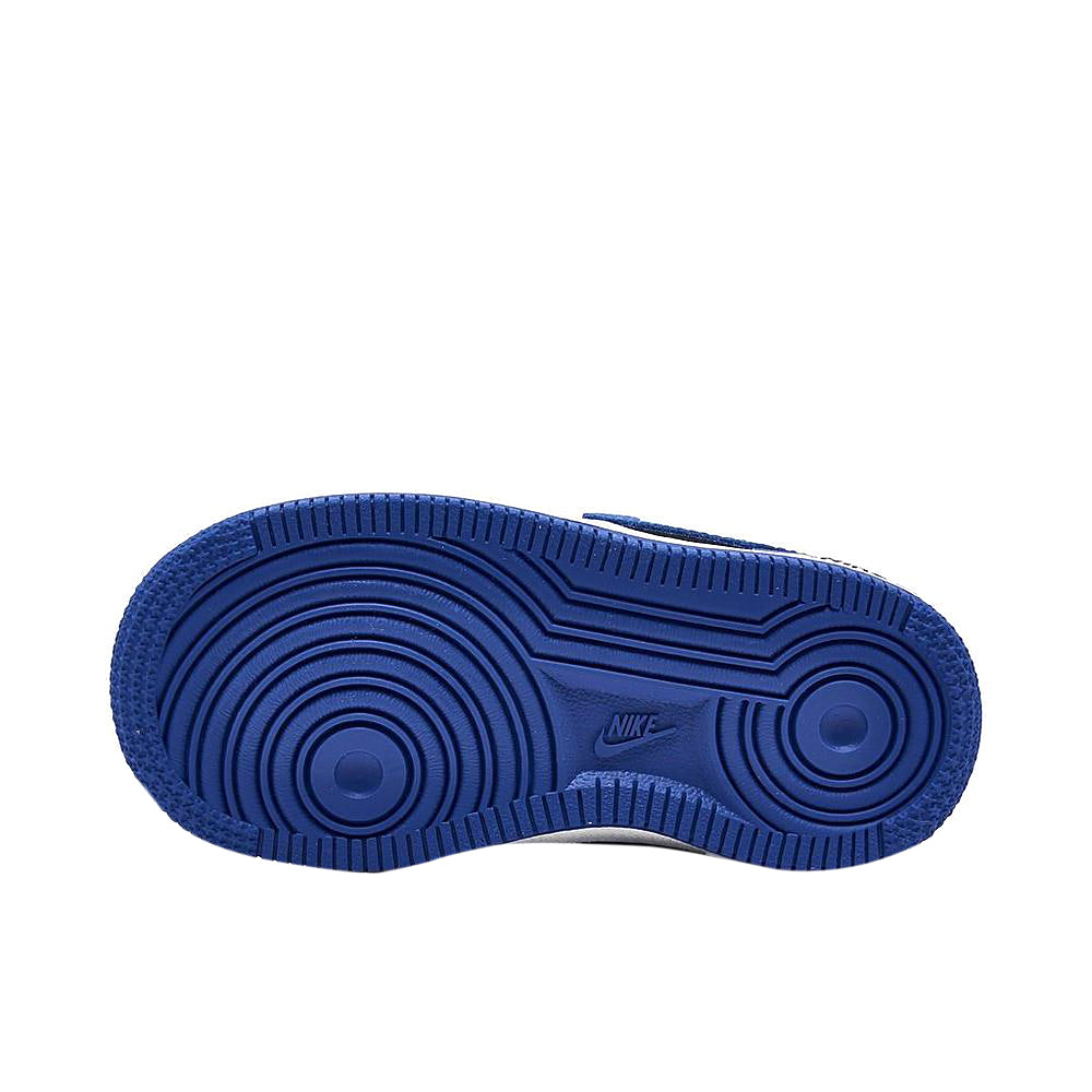 Toddler sneaker outsole in blue with circular traction tread pattern