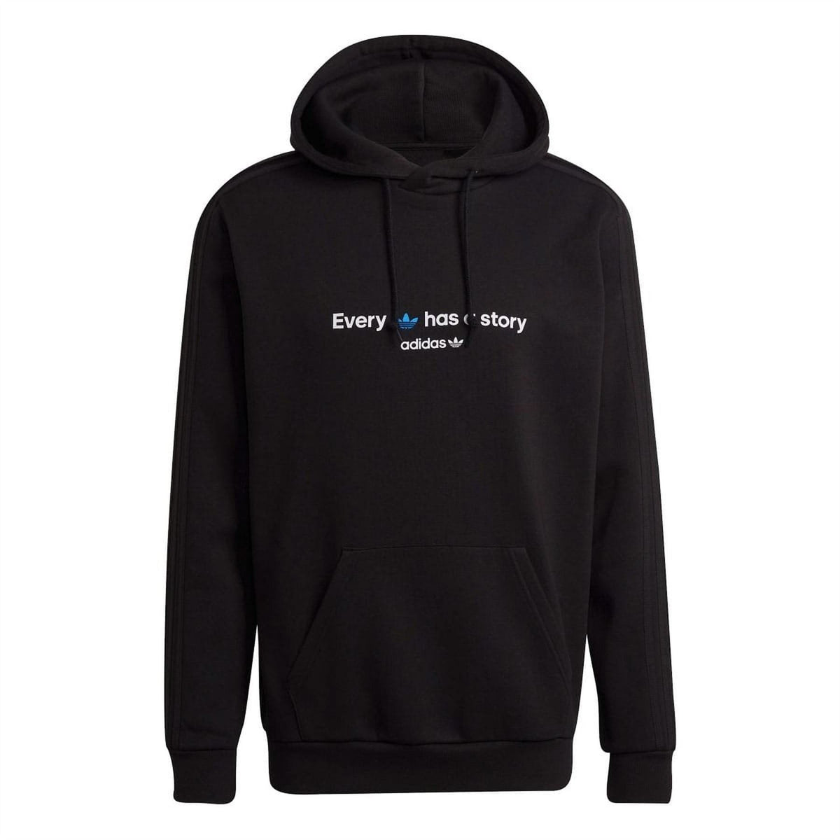 adidas Originals black pullover hoodie with front kangaroo pocket and drawstring hood
