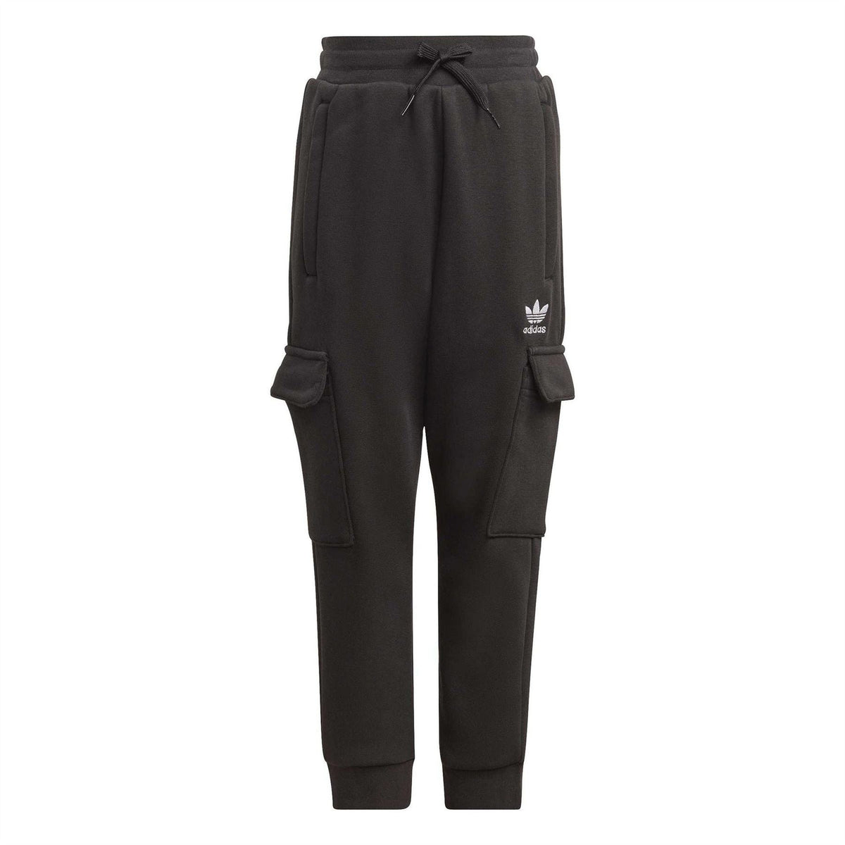 adidas Originals zip hoodie and cargo pants tracksuit set, navy blue with brand logo, casual athletic wear for men