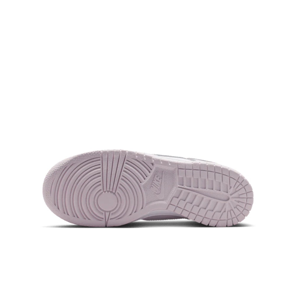 Kids' Nike Dunk Low rubber outsole in light violet, treaded for grip