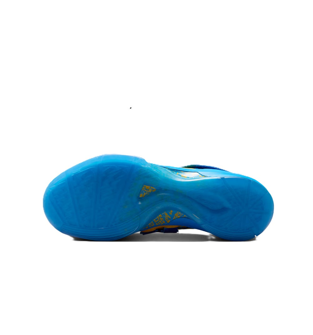 Men's Nike Zoom KD IV basketball shoe, outsole view; blue rubber tread