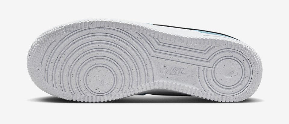 Nike Air Force 1 rubber outsole with white tread pattern and circular grooves