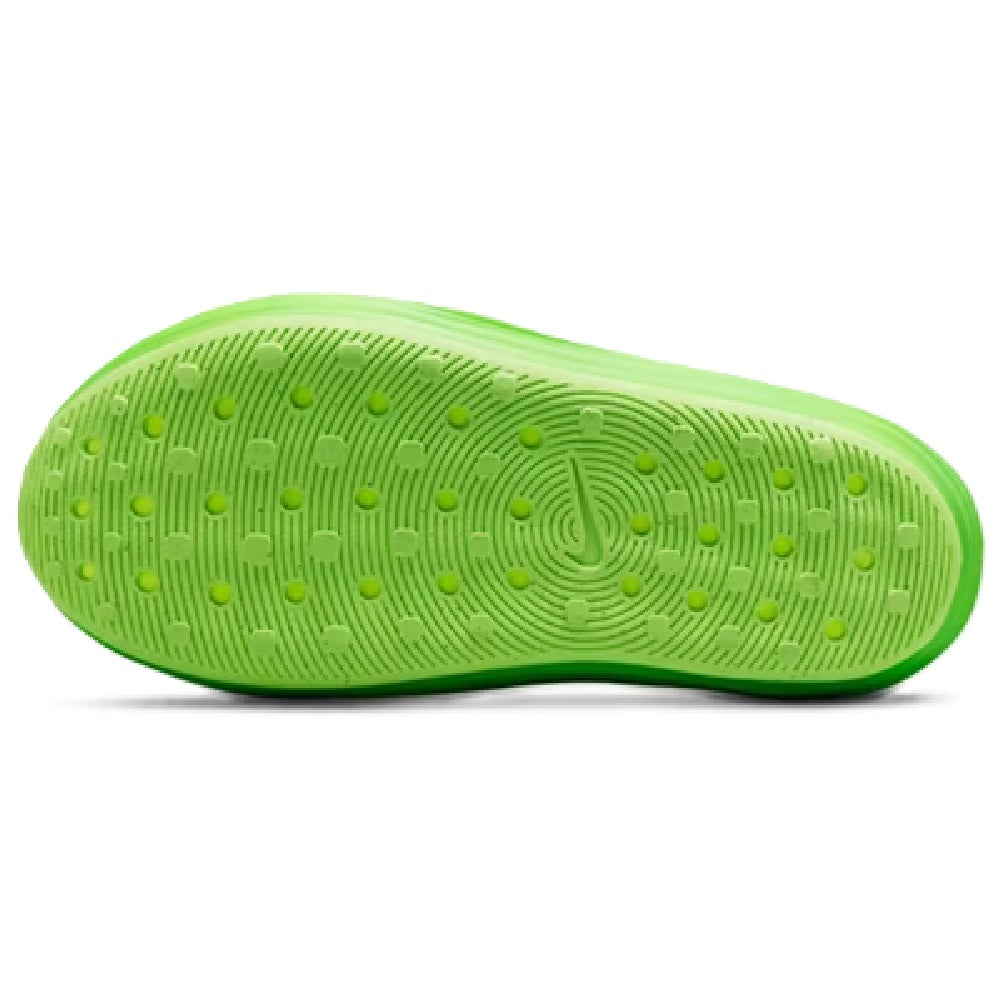 Neon green outsole for Nike ReactX slip-on sneaker with dot traction pattern