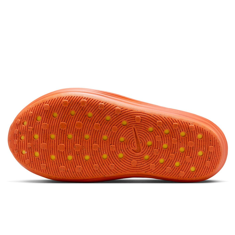 Men's Nike ReactX Rejuven8 slip-on shoe outsole, orange tread pattern with logo