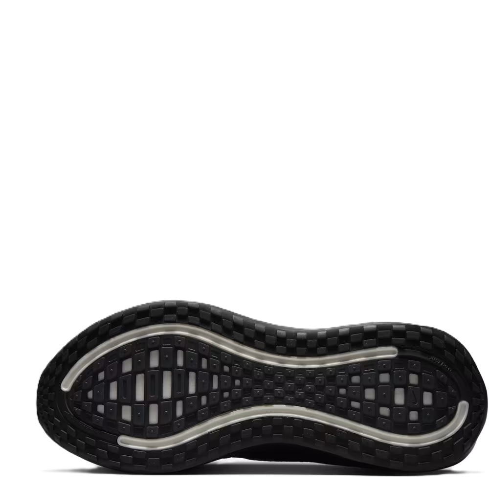 Men's Nike running shoes, pair shown in black with gray swoosh and textured upper