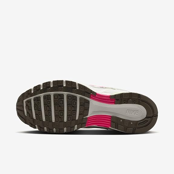 Nike P-6000 sneakers outsole, dark rubber tread with pink and gray midsole details