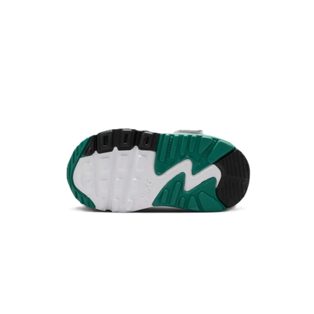 Kids Nike Air Max 90 EasyOn sneakers, outsole view with green traction tread