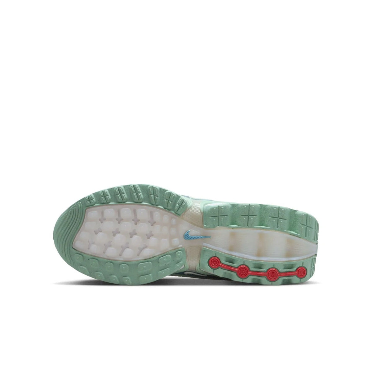 Kids' Nike Air Max DN sneakers, translucent outsole with green tread and red detail