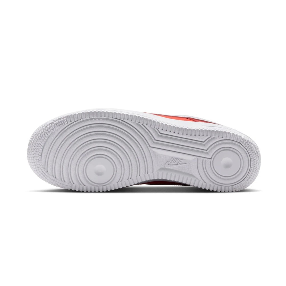 Nike Air Force 1 outsole, white rubber tread with red accent along the edge