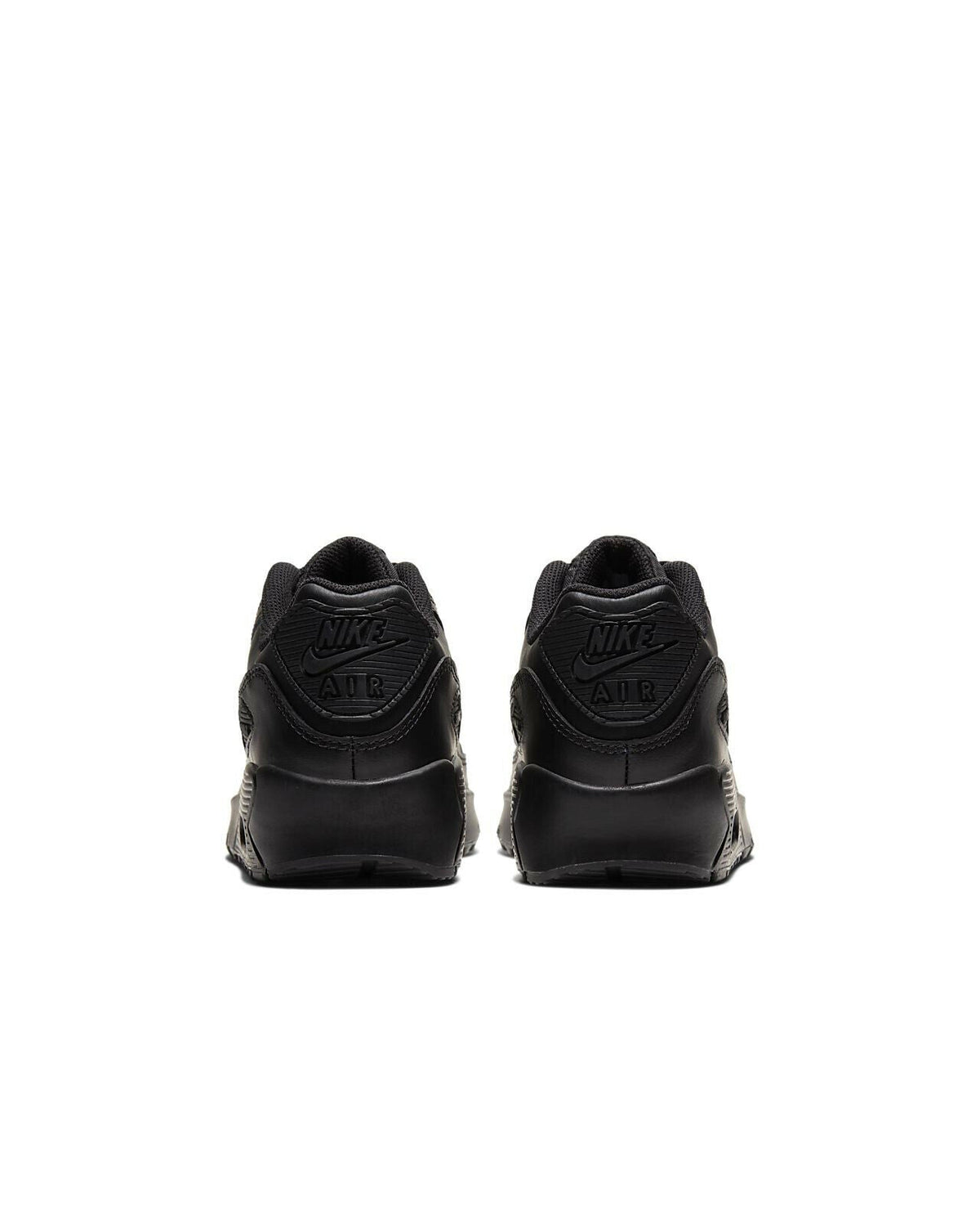 Kids' Nike Air Max 90 sneakers, black heel view with Nike Air logo