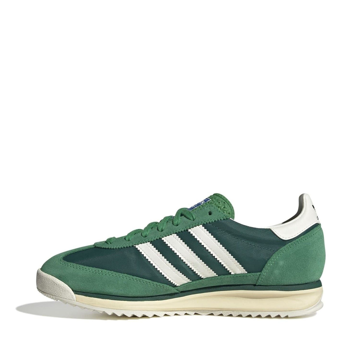 adidas SL 72 RS sneakers in green suede with white triple stripes and lace-up