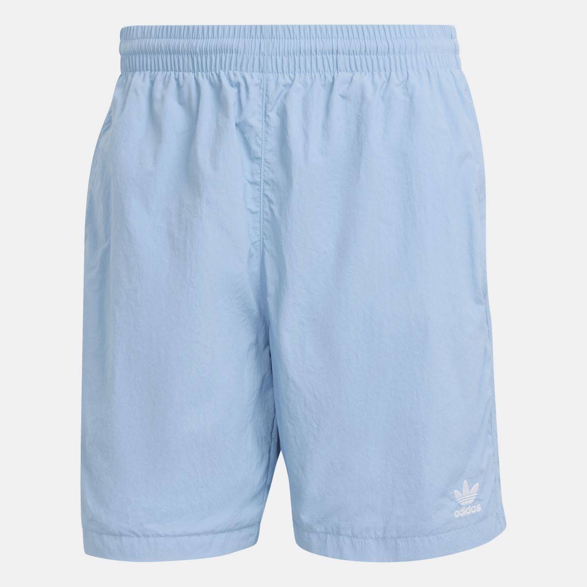 Light blue adidas Originals woven shorts with elastic waistband and side seam