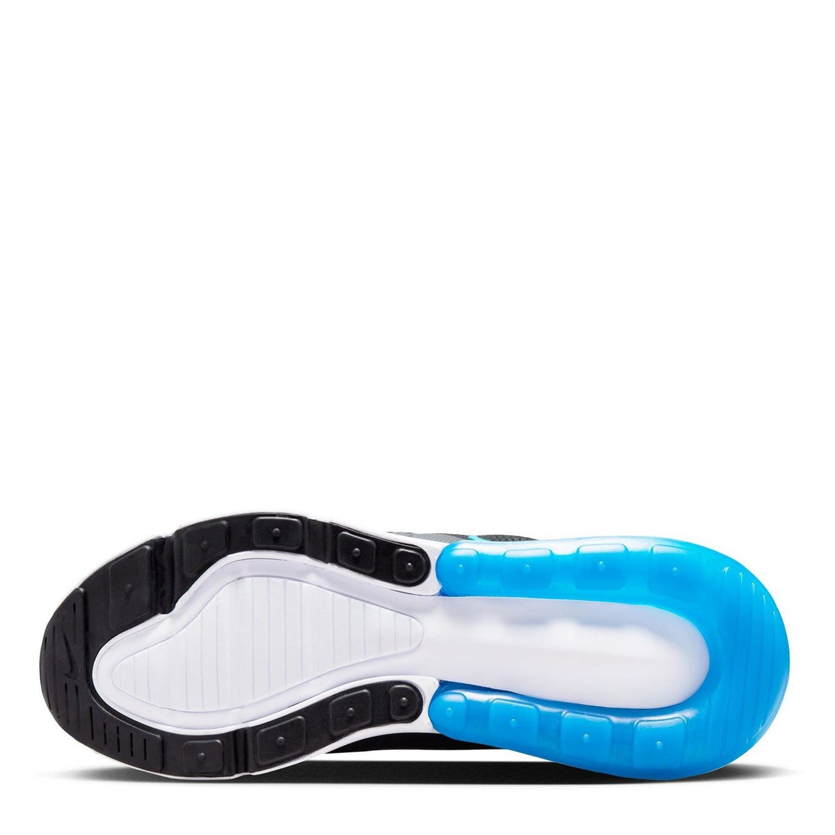 Nike Air Max 270 trainers outsole, blue edge with white midsole and tread