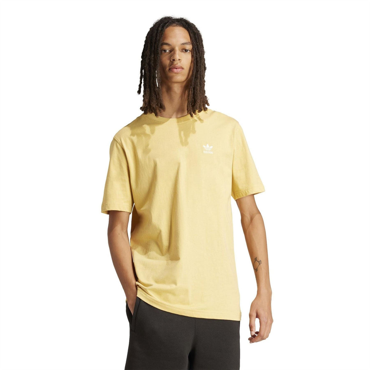 Oat crew neck T-shirt with small adidas Originals logo on chest, regular fit