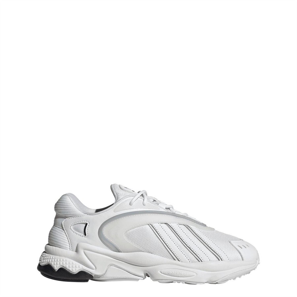 White adidas Originals trainers, side view with chunky sole and lace-up