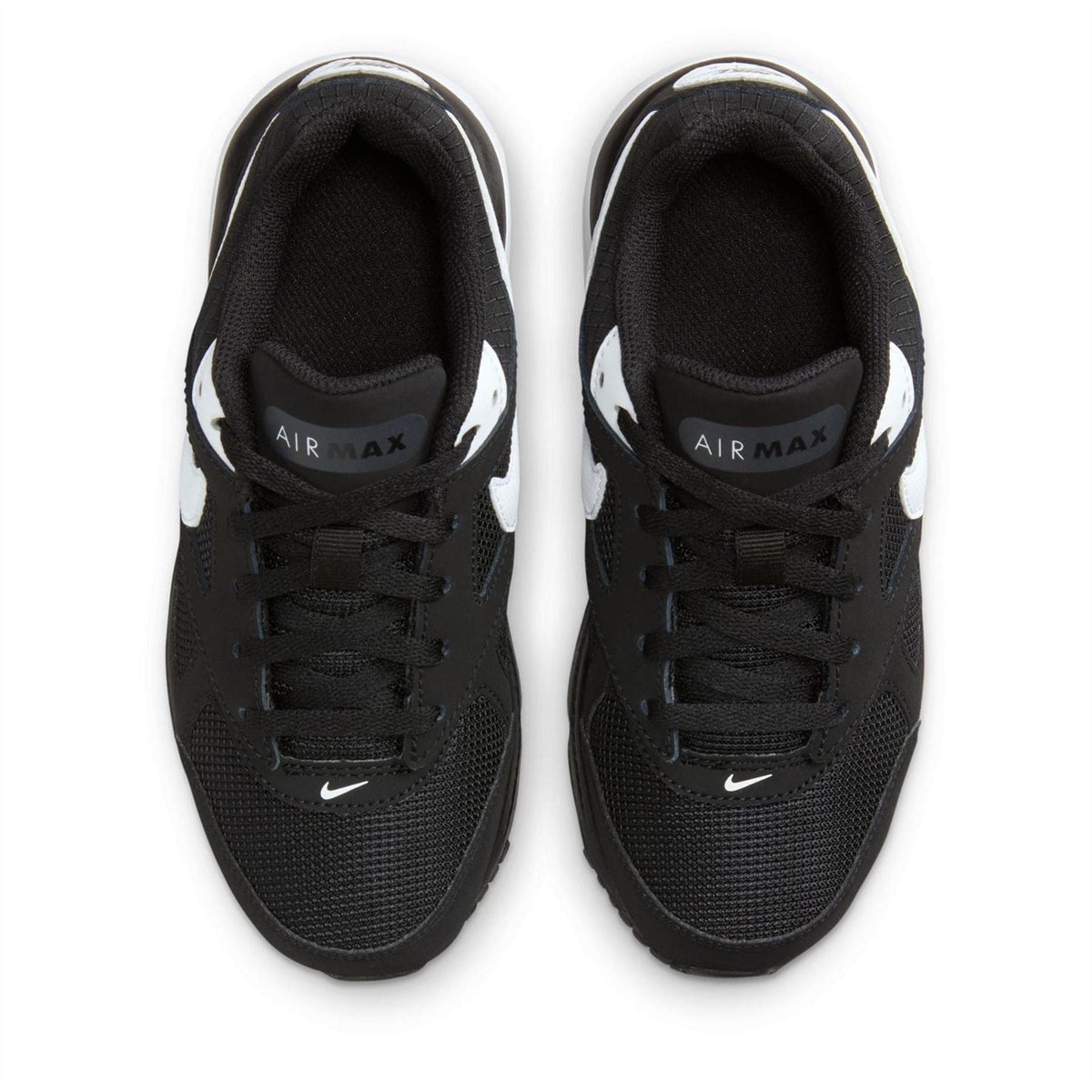 Black boys' Nike Air trainers with lace-up front and white swoosh accents