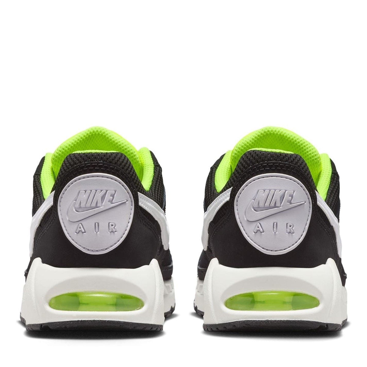 Boys' Nike Air Max Ivo sneakers, rear view with Nike Air logo and neon green heel