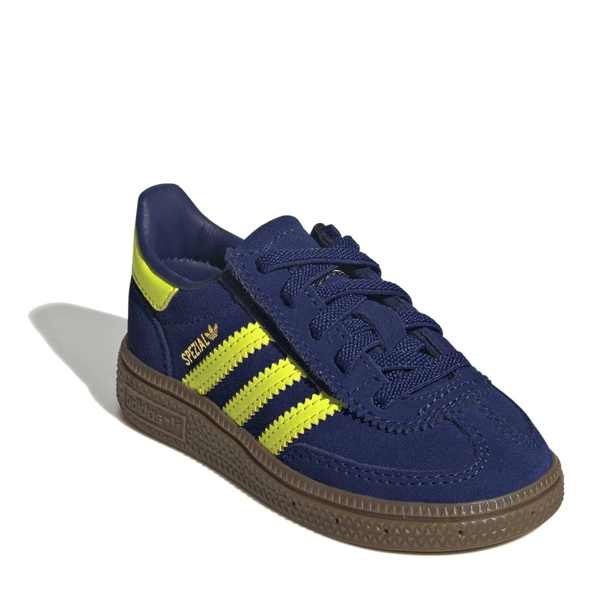 adidas Originals Hb Spezial low-top lace-up sneakers in navy blue with neon yellow accents