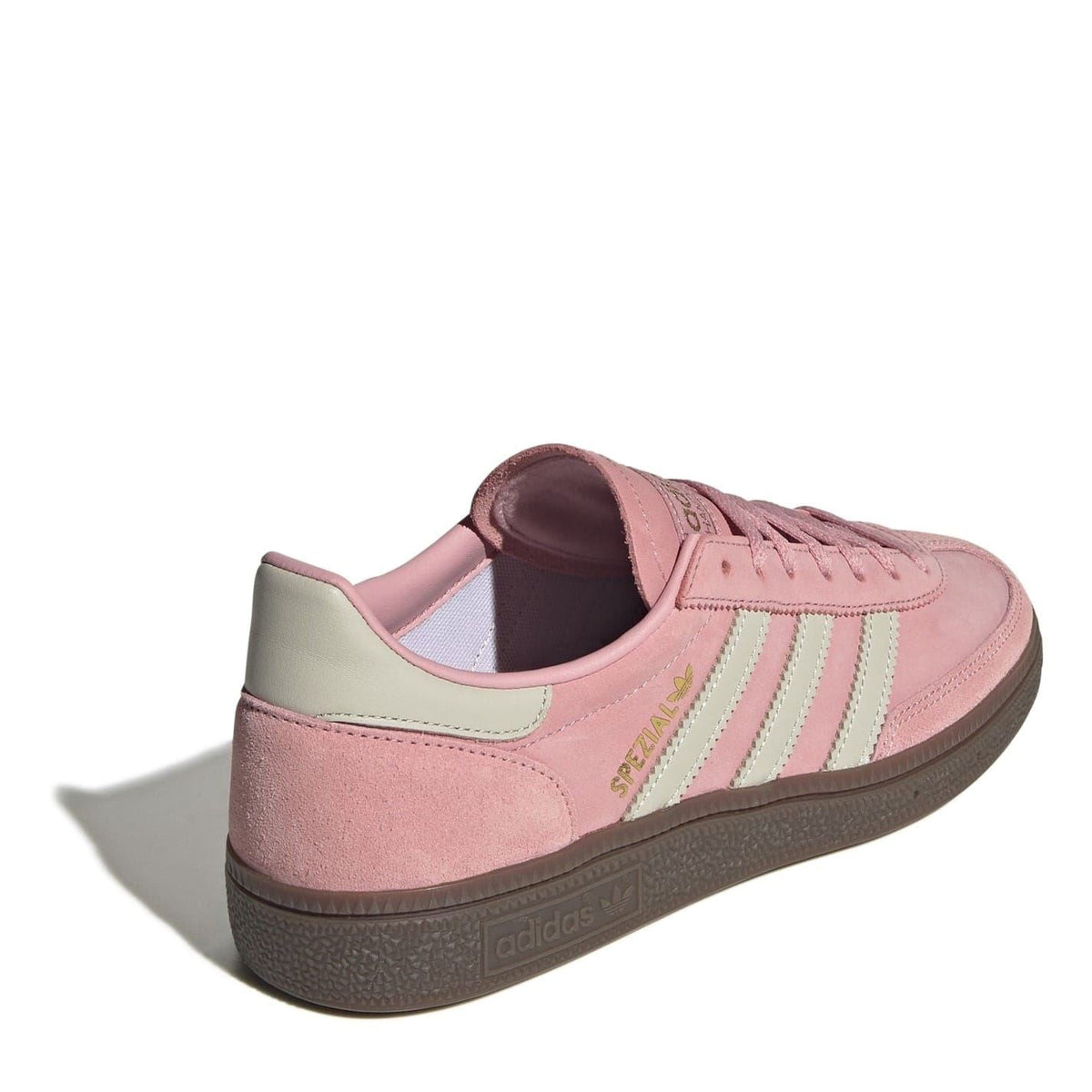 adidas Originals Handball Spezial shoes, baby pink with white heel collar and dark outsole