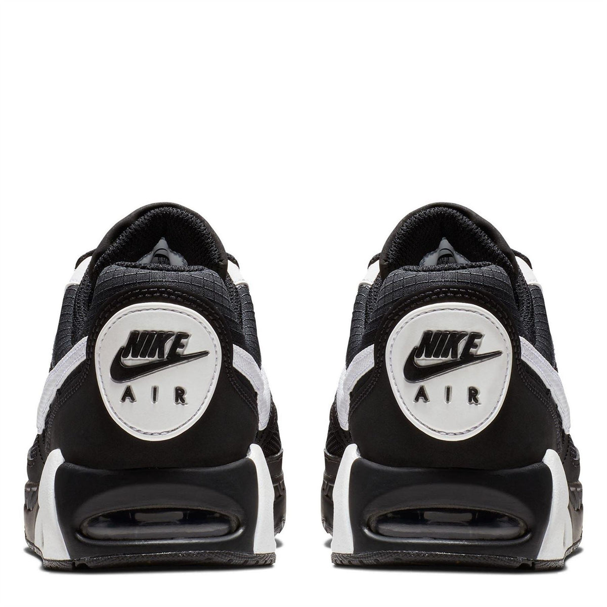 Kids Nike Air Max Ivo sneakers, back view in black with white Nike Air heel badges